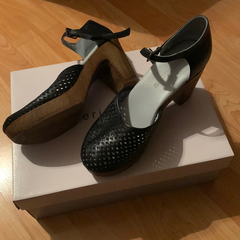 Eric Michael Mary Janes with wood heels